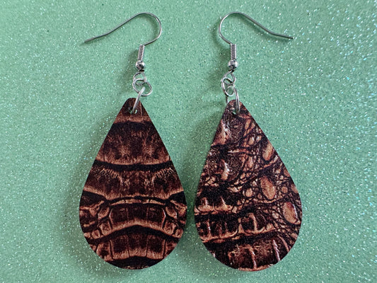 Faux Crocodile Skin Earrings: Laser Cut Acrylic Alligators, Reptile, Animals, Scales, Animal Print, Crocodiles, Best Gifts for Her/Him/Them
