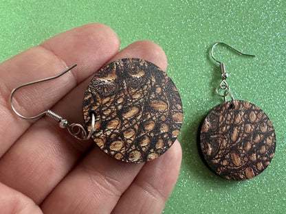 Faux Crocodile Skin Earrings: Laser Cut Acrylic Alligators, Reptile, Animals, Scales, Animal Print, Crocodiles, Best Gifts for Her/Him/Them