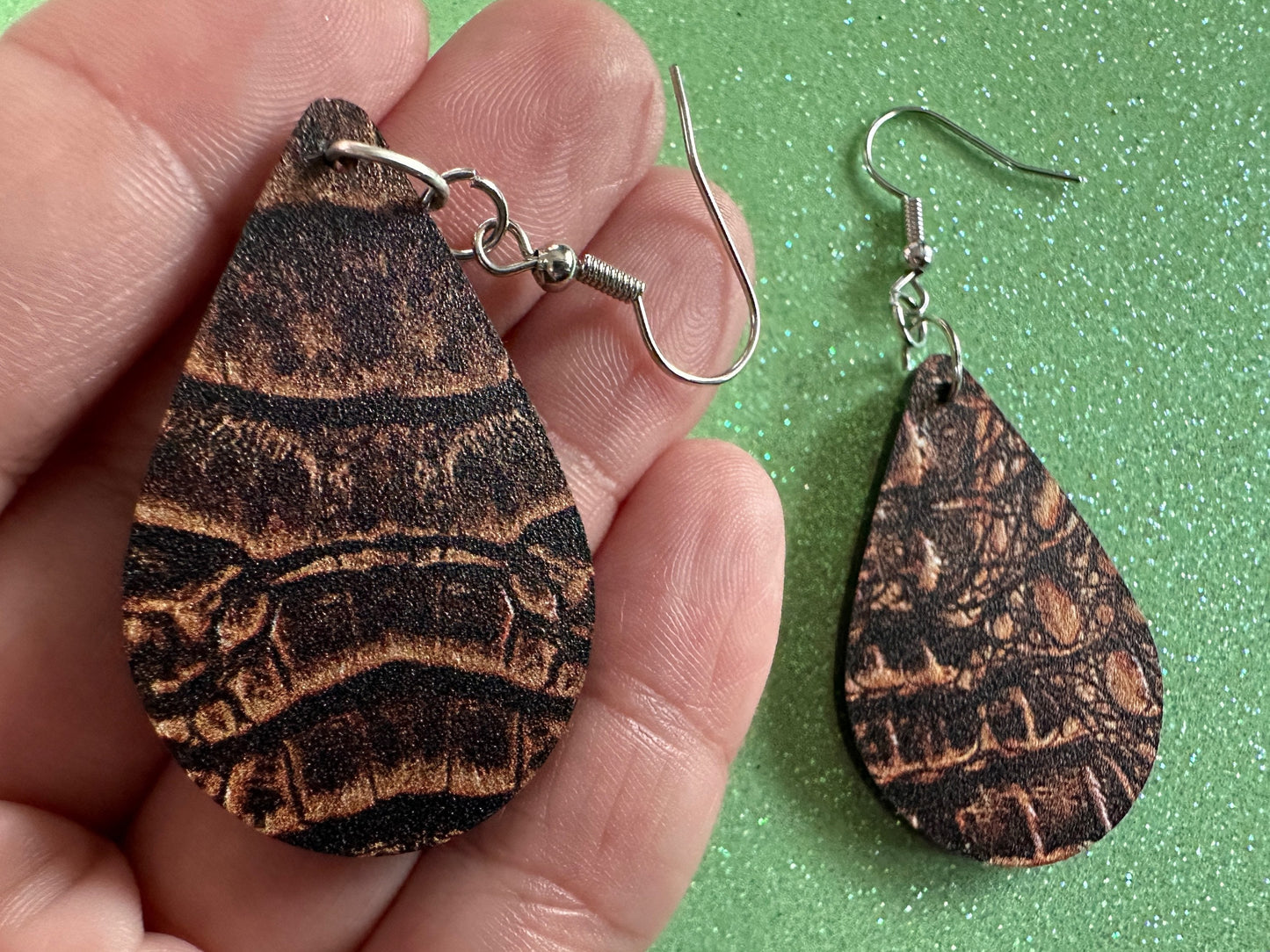 Faux Crocodile Skin Earrings: Laser Cut Acrylic Alligators, Reptile, Animals, Scales, Animal Print, Crocodiles, Best Gifts for Her/Him/Them