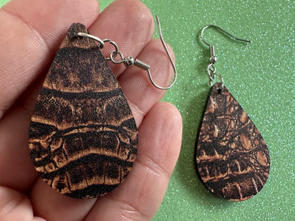 Faux Crocodile Skin Earrings: Laser Cut Acrylic Alligators, Reptile, Animals, Scales, Animal Print, Crocodiles, Best Gifts for Her/Him/Them