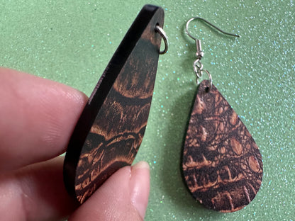 Faux Crocodile Skin Earrings: Laser Cut Acrylic Alligators, Reptile, Animals, Scales, Animal Print, Crocodiles, Best Gifts for Her/Him/Them