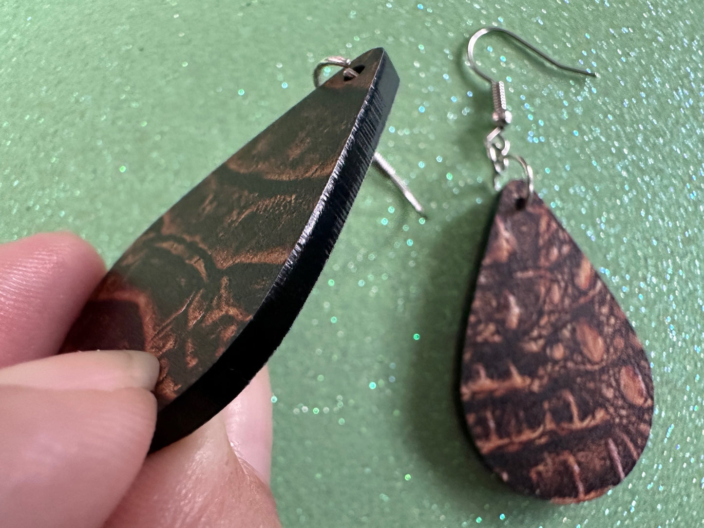 Faux Crocodile Skin Earrings: Laser Cut Acrylic Alligators, Reptile, Animals, Scales, Animal Print, Crocodiles, Best Gifts for Her/Him/Them