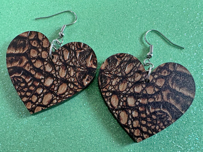 Faux Crocodile Skin Earrings: Laser Cut Acrylic Alligators, Reptile, Animals, Scales, Animal Print, Crocodiles, Best Gifts for Her/Him/Them