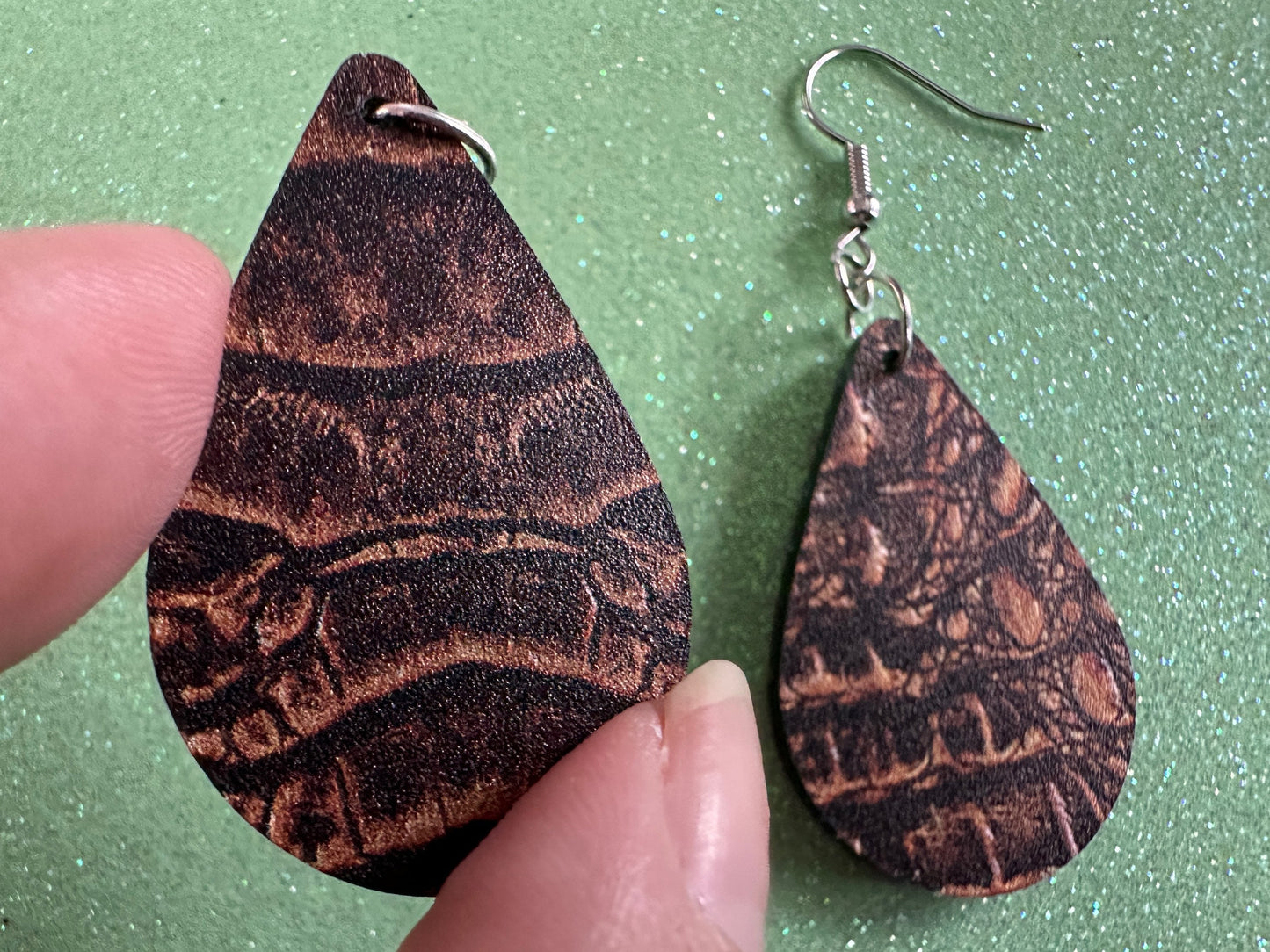 Faux Crocodile Skin Earrings: Laser Cut Acrylic Alligators, Reptile, Animals, Scales, Animal Print, Crocodiles, Best Gifts for Her/Him/Them