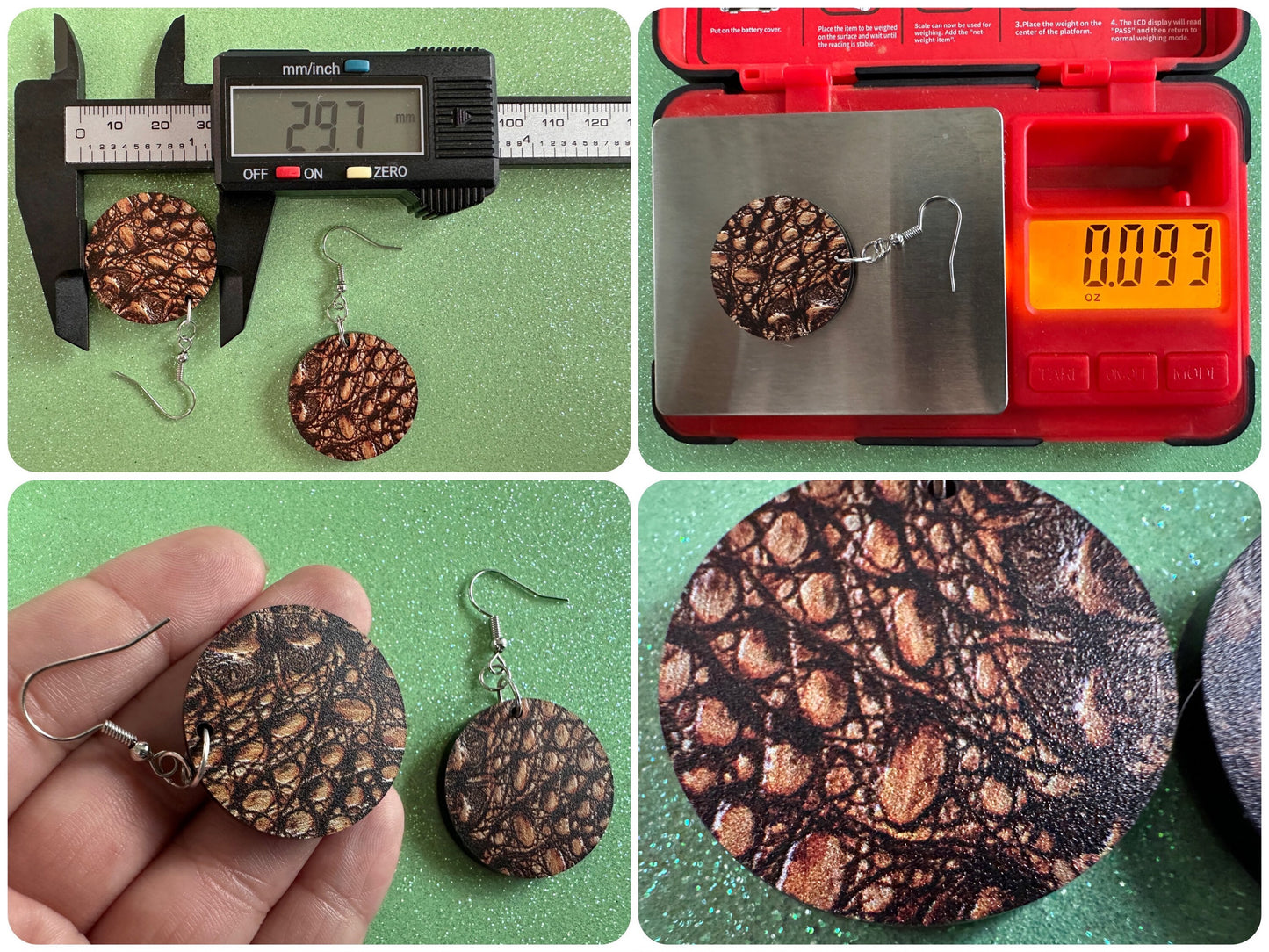 Faux Crocodile Skin Earrings: Laser Cut Acrylic Alligators, Reptile, Animals, Scales, Animal Print, Crocodiles, Best Gifts for Her/Him/Them