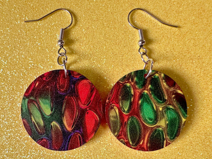 Faux Snake Skin Earrings: Laser Cut Acrylic Snake Skin, Reptile, Rainbow, Halloween, Fashion, Snake Scales, Boa, Best Gifts for Her/Him/Them