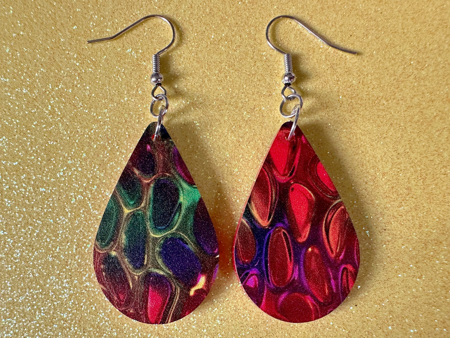 Faux Snake Skin Earrings: Laser Cut Acrylic Snake Skin, Reptile, Rainbow, Halloween, Fashion, Snake Scales, Boa, Best Gifts for Her/Him/Them