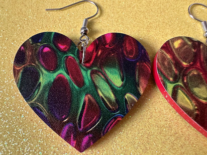 Faux Snake Skin Earrings: Laser Cut Acrylic Snake Skin, Reptile, Rainbow, Halloween, Fashion, Snake Scales, Boa, Best Gifts for Her/Him/Them