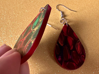 Faux Snake Skin Earrings: Laser Cut Acrylic Snake Skin, Reptile, Rainbow, Halloween, Fashion, Snake Scales, Boa, Best Gifts for Her/Him/Them