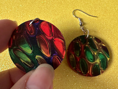 Faux Snake Skin Earrings: Laser Cut Acrylic Snake Skin, Reptile, Rainbow, Halloween, Fashion, Snake Scales, Boa, Best Gifts for Her/Him/Them