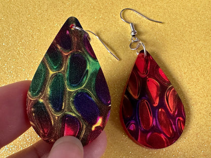 Faux Snake Skin Earrings: Laser Cut Acrylic Snake Skin, Reptile, Rainbow, Halloween, Fashion, Snake Scales, Boa, Best Gifts for Her/Him/Them