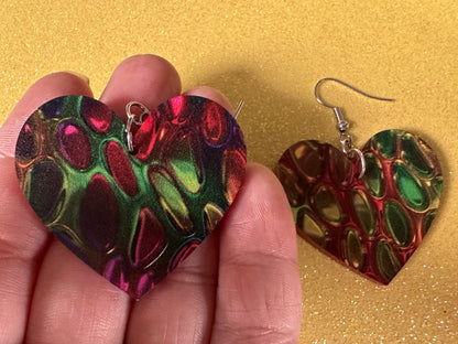 Faux Snake Skin Earrings: Laser Cut Acrylic Snake Skin, Reptile, Rainbow, Halloween, Fashion, Snake Scales, Boa, Best Gifts for Her/Him/Them