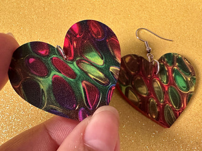 Faux Snake Skin Earrings: Laser Cut Acrylic Snake Skin, Reptile, Rainbow, Halloween, Fashion, Snake Scales, Boa, Best Gifts for Her/Him/Them