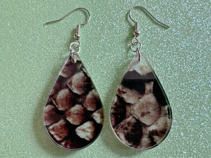 Faux Snake Skin Earrings: Laser Cut Acrylic Snakes, Reptile, Zoo, Nope Rope, Halloween, Novelty, Snake Scales, Boa, Gifts for Her/Him/Them