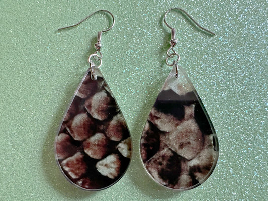 Faux Snake Skin Earrings: Laser Cut Acrylic Snakes, Reptile, Zoo, Nope Rope, Halloween, Novelty, Snake Scales, Boa, Gifts for Her/Him/Them