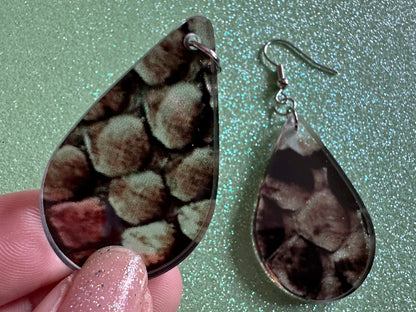 Faux Snake Skin Earrings: Laser Cut Acrylic Snakes, Reptile, Zoo, Nope Rope, Halloween, Novelty, Snake Scales, Boa, Gifts for Her/Him/Them