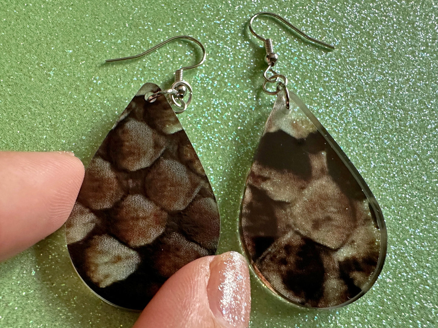 Faux Snake Skin Earrings: Laser Cut Acrylic Snakes, Reptile, Zoo, Nope Rope, Halloween, Novelty, Snake Scales, Boa, Gifts for Her/Him/Them