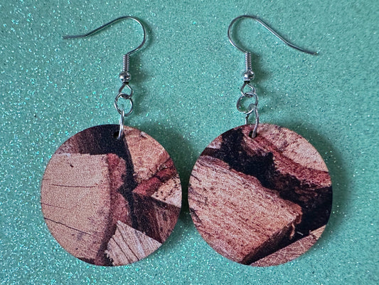 Faux Wood Earrings: Laser Cut Acrylic Imtation Wood, Wood Veneer, Wooden Earrings, Parquet, Logs, DIY, Tree, Wood, Gifts for Her/Him/Them