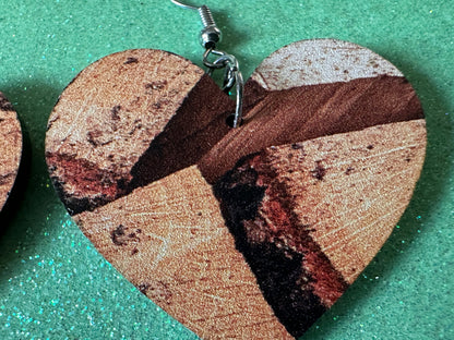 Faux Wood Earrings: Laser Cut Acrylic Imtation Wood, Wood Veneer, Wooden Earrings, Parquet, Logs, DIY, Tree, Wood, Gifts for Her/Him/Them