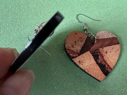 Faux Wood Earrings: Laser Cut Acrylic Imtation Wood, Wood Veneer, Wooden Earrings, Parquet, Logs, DIY, Tree, Wood, Gifts for Her/Him/Them