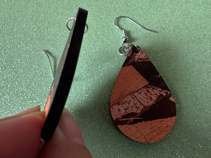 Faux Wood Earrings: Laser Cut Acrylic Imtation Wood, Wood Veneer, Wooden Earrings, Parquet, Logs, DIY, Tree, Wood, Gifts for Her/Him/Them