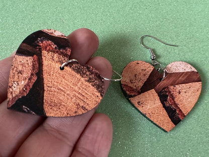 Faux Wood Earrings: Laser Cut Acrylic Imtation Wood, Wood Veneer, Wooden Earrings, Parquet, Logs, DIY, Tree, Wood, Gifts for Her/Him/Them