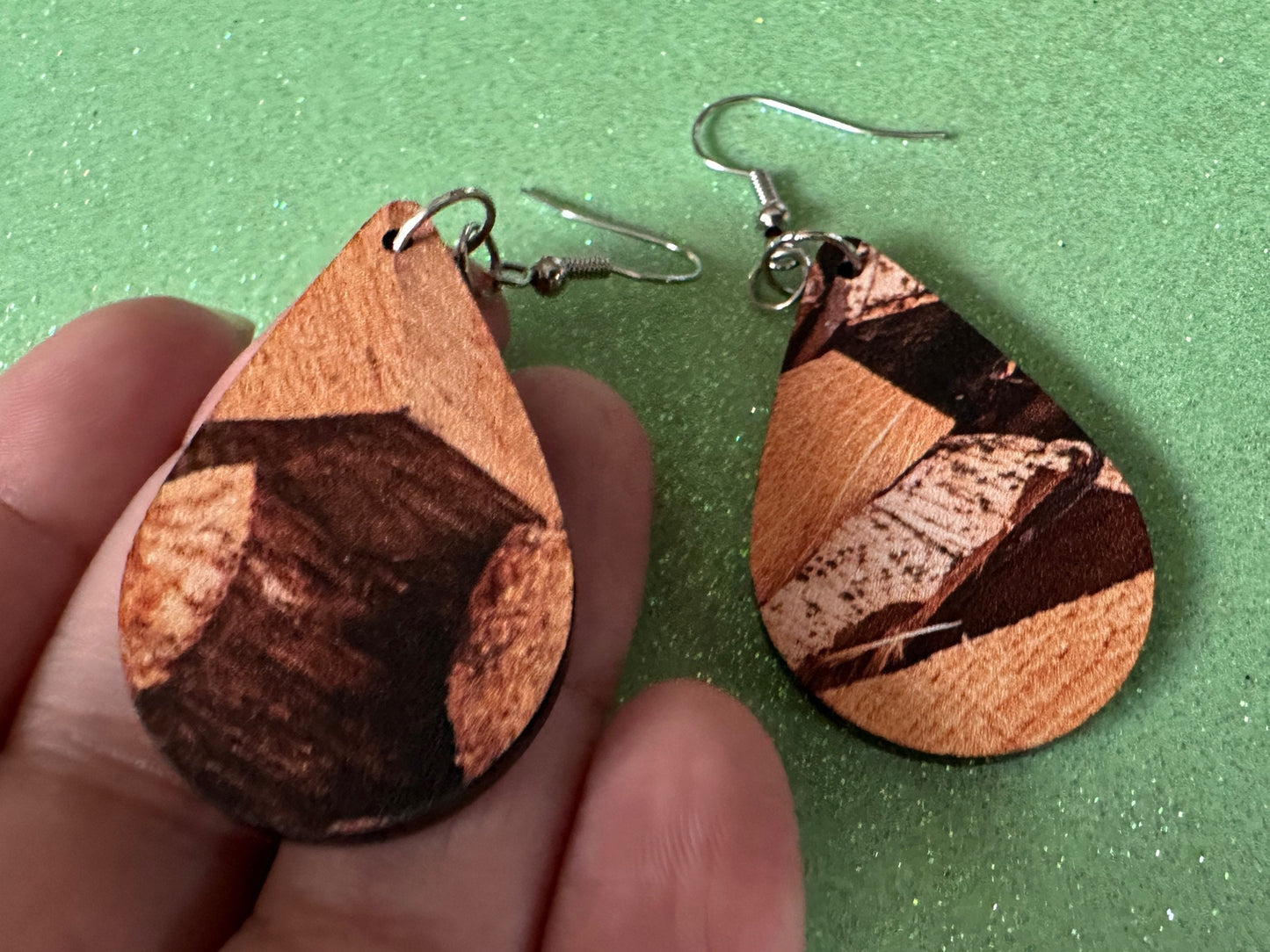 Faux Wood Earrings: Laser Cut Acrylic Imtation Wood, Wood Veneer, Wooden Earrings, Parquet, Logs, DIY, Tree, Wood, Gifts for Her/Him/Them