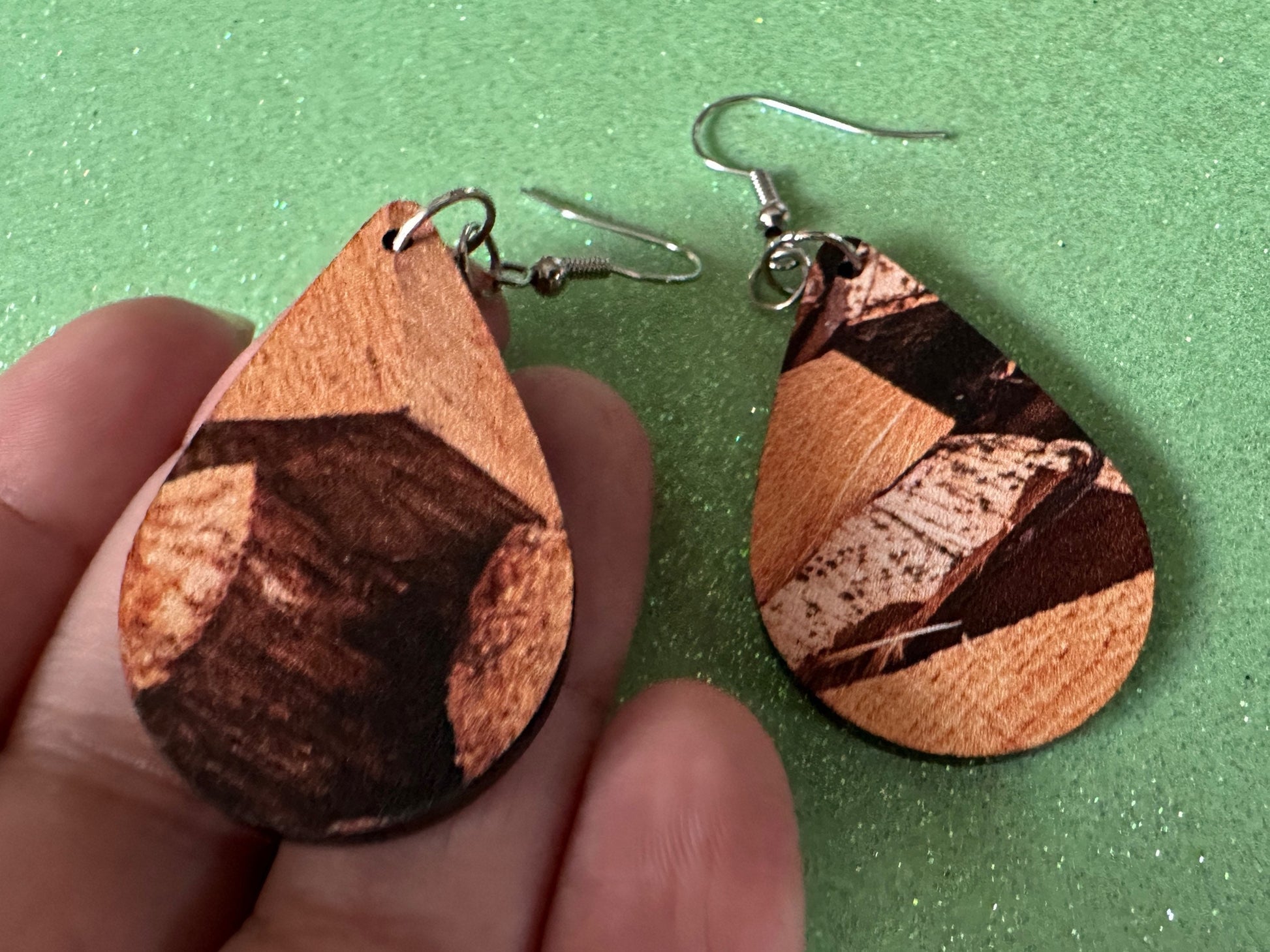 Faux Wood Earrings: Laser Cut Acrylic Imtation Wood, Wood Veneer, Wooden Earrings, Parquet, Logs, DIY, Tree, Wood, Gifts for Her/Him/Them