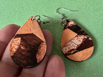 Faux Wood Earrings: Laser Cut Acrylic Imtation Wood, Wood Veneer, Wooden Earrings, Parquet, Logs, DIY, Tree, Wood, Gifts for Her/Him/Them