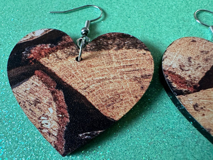 Faux Wood Earrings: Laser Cut Acrylic Imtation Wood, Wood Veneer, Wooden Earrings, Parquet, Logs, DIY, Tree, Wood, Gifts for Her/Him/Them