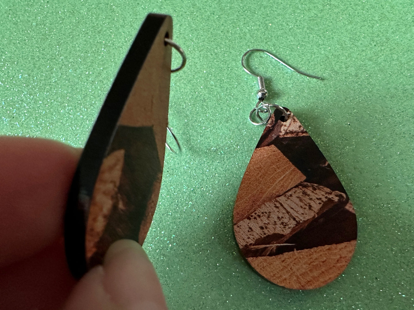 Faux Wood Earrings: Laser Cut Acrylic Imtation Wood, Wood Veneer, Wooden Earrings, Parquet, Logs, DIY, Tree, Wood, Gifts for Her/Him/Them