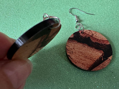 Faux Wood Earrings: Laser Cut Acrylic Imtation Wood, Wood Veneer, Wooden Earrings, Parquet, Logs, DIY, Tree, Wood, Gifts for Her/Him/Them