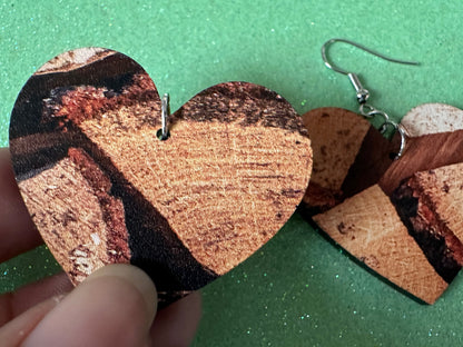 Faux Wood Earrings: Laser Cut Acrylic Imtation Wood, Wood Veneer, Wooden Earrings, Parquet, Logs, DIY, Tree, Wood, Gifts for Her/Him/Them