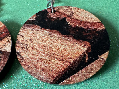 Faux Wood Earrings: Laser Cut Acrylic Imtation Wood, Wood Veneer, Wooden Earrings, Parquet, Logs, DIY, Tree, Wood, Gifts for Her/Him/Them