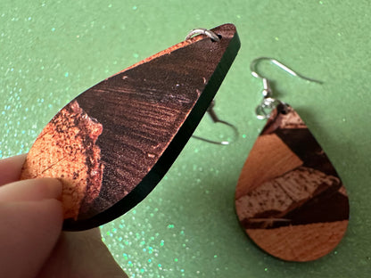 Faux Wood Earrings: Laser Cut Acrylic Imtation Wood, Wood Veneer, Wooden Earrings, Parquet, Logs, DIY, Tree, Wood, Gifts for Her/Him/Them