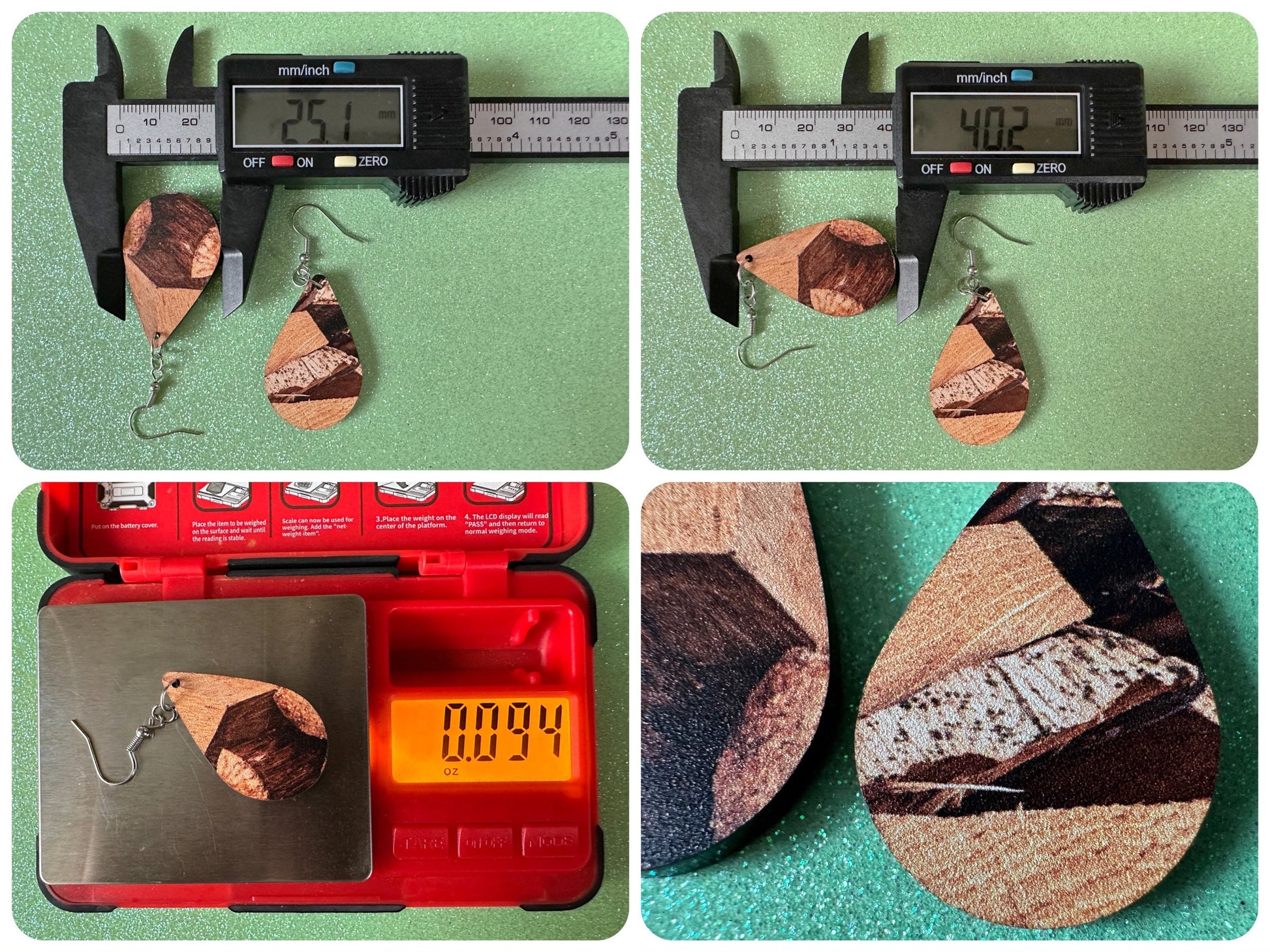 Faux Wood Earrings: Laser Cut Acrylic Imtation Wood, Wood Veneer, Wooden Earrings, Parquet, Logs, DIY, Tree, Wood, Gifts for Her/Him/Them