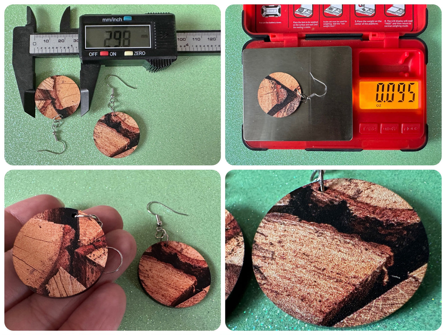 Faux Wood Earrings: Laser Cut Acrylic Imtation Wood, Wood Veneer, Wooden Earrings, Parquet, Logs, DIY, Tree, Wood, Gifts for Her/Him/Them