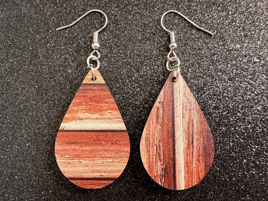 Faux Wood Earrings: Laser Cut Acrylic Imtation Wood, Wood Veneer, Wooden Earrings, Parquet, Remodel, DIY, Tree, Wood, Gifts for Her/Him/Them
