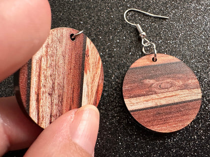 Faux Wood Earrings: Laser Cut Acrylic Imtation Wood, Wood Veneer, Wooden Earrings, Parquet, Remodel, DIY, Tree, Wood, Gifts for Her/Him/Them