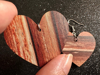 Faux Wood Earrings: Laser Cut Acrylic Imtation Wood, Wood Veneer, Wooden Earrings, Parquet, Remodel, DIY, Tree, Wood, Gifts for Her/Him/Them