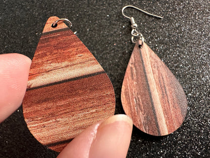 Faux Wood Earrings: Laser Cut Acrylic Imtation Wood, Wood Veneer, Wooden Earrings, Parquet, Remodel, DIY, Tree, Wood, Gifts for Her/Him/Them