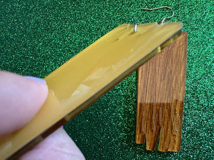 Faux Wood Log Earrings: Laser Cut Acrylic Imtation Wood, Xmas, Holiday, Vacation, Christmas, Tree, Wood, Best Gifts for Her/Him/Them