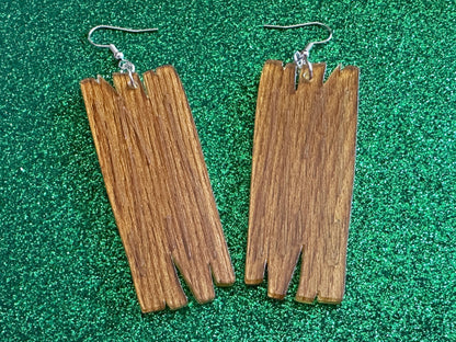 Faux Wood Log Earrings: Laser Cut Acrylic Imtation Wood, Xmas, Holiday, Vacation, Christmas, Tree, Wood, Best Gifts for Her/Him/Them