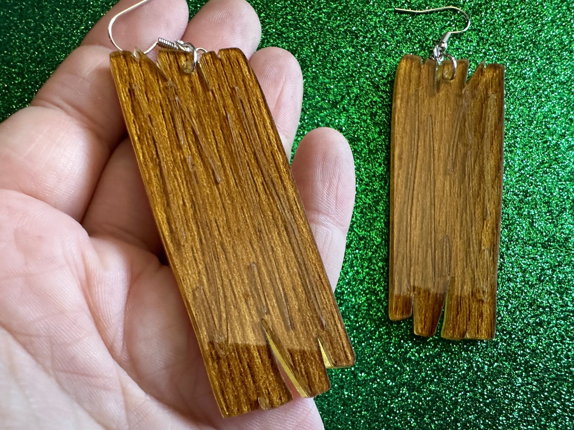 Faux Wood Log Earrings: Laser Cut Acrylic Imtation Wood, Xmas, Holiday, Vacation, Christmas, Tree, Wood, Best Gifts for Her/Him/Them