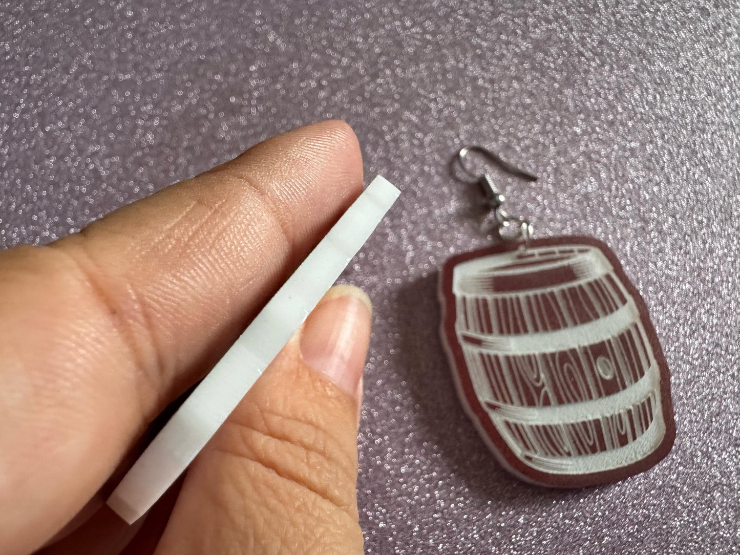Faux Wooden Barrel Earrings: Laser Cut Acrylic Barrels, Western Theme, Cowboy Earrings, Wine Barrel, Novelty, Best Gifts for Her/Him/Them