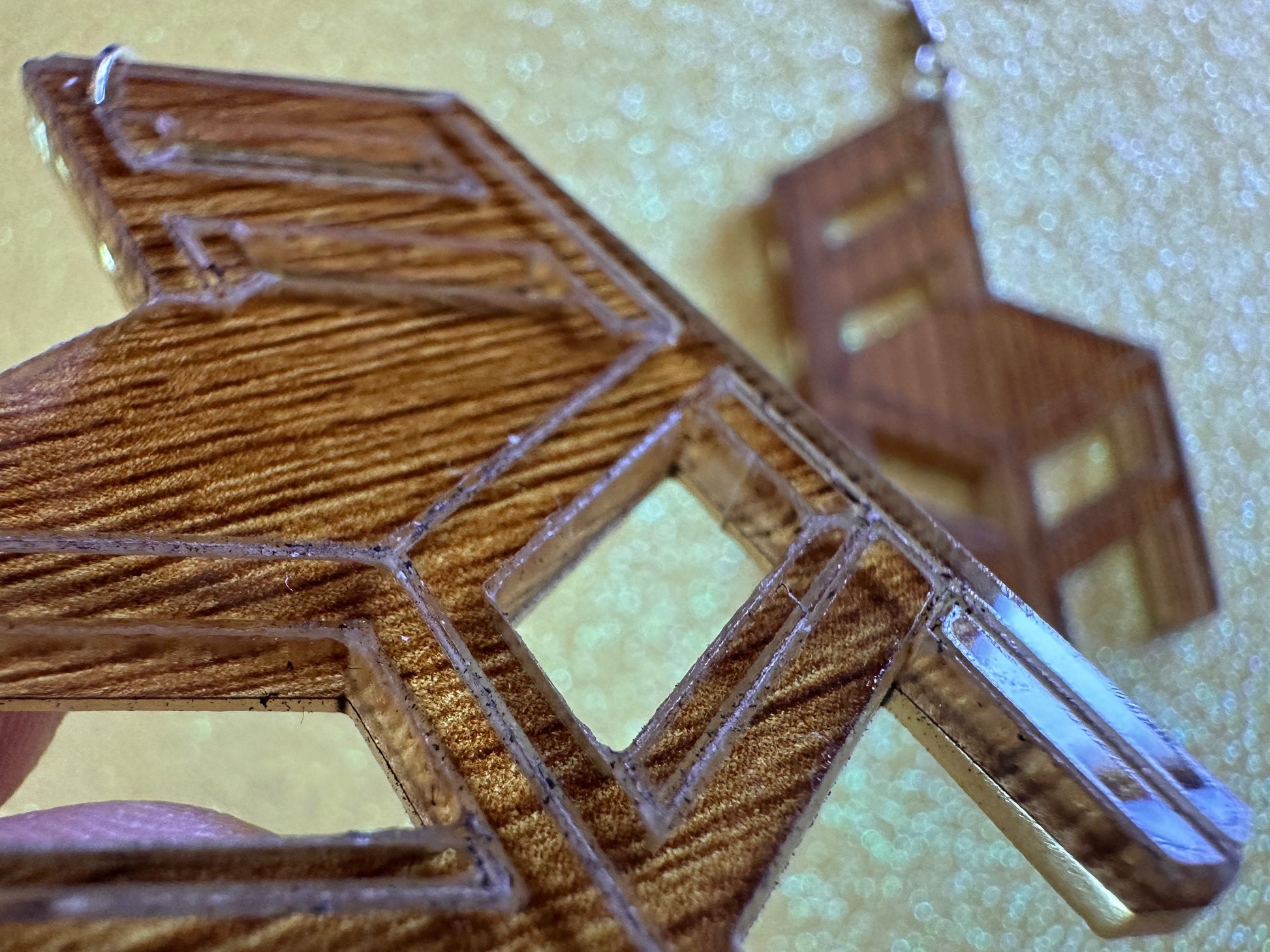 Faux Wooden Chair Earrings: Laser Cut Acrylic Imitation Wood Furniture, Home, Armchair, House, Gifts for Her/Him/Them