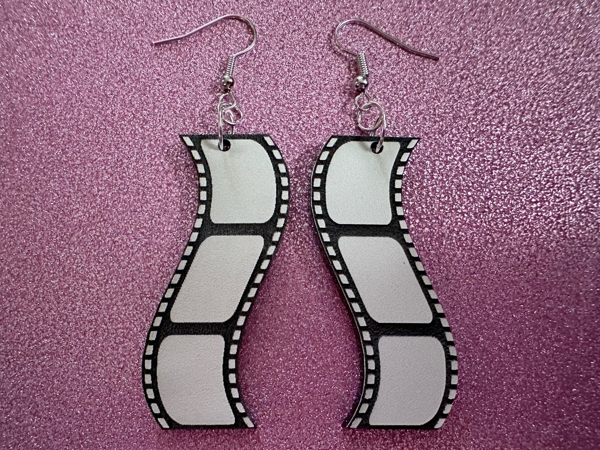 Film Strip Earrings: Laser Cut Acrylic Video Movie Set Earrings, Film, Video Camera, Movies, Cinema, Rolling, Best Gifts for Her/Him/Them