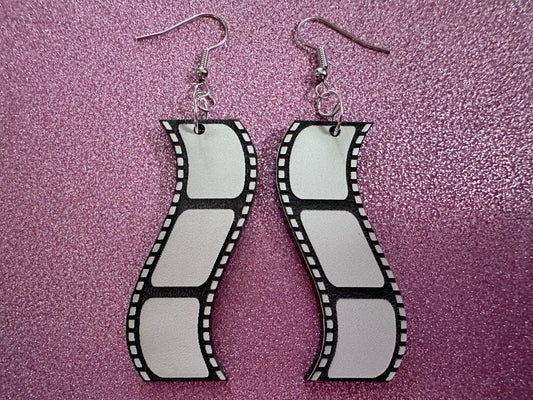 Film Strip Earrings: Laser Cut Acrylic Video Movie Set Earrings, Film, Video Camera, Movies, Cinema, Rolling, Best Gifts for Her/Him/Them