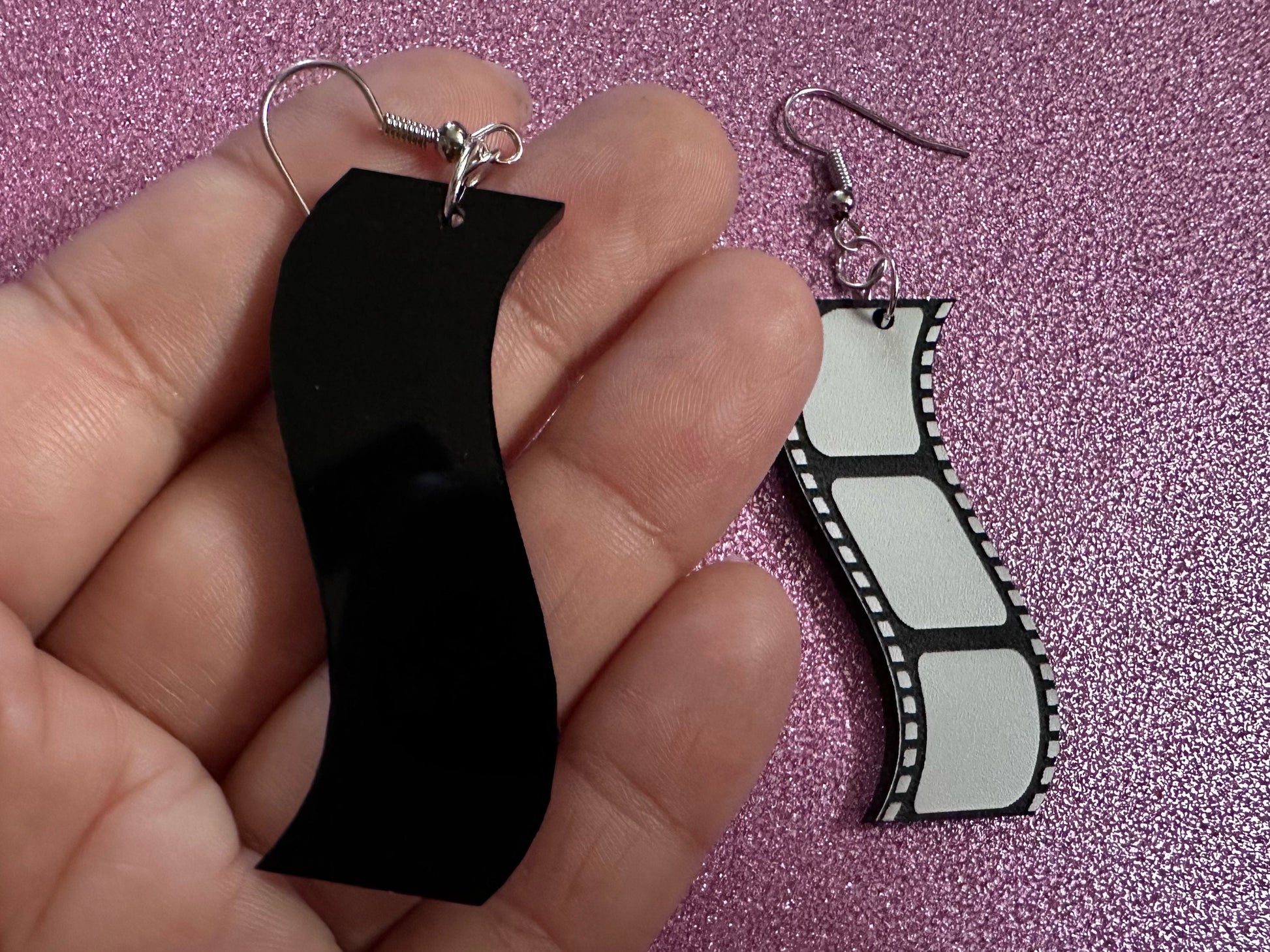 Film Strip Earrings: Laser Cut Acrylic Video Movie Set Earrings, Film, Video Camera, Movies, Cinema, Rolling, Best Gifts for Her/Him/Them