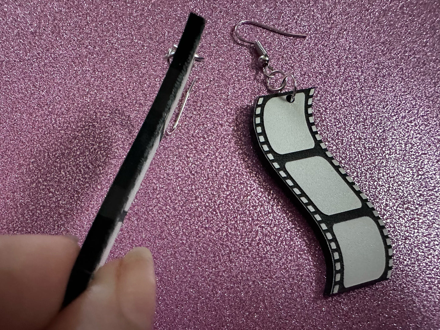 Film Strip Earrings: Laser Cut Acrylic Video Movie Set Earrings, Film, Video Camera, Movies, Cinema, Rolling, Best Gifts for Her/Him/Them